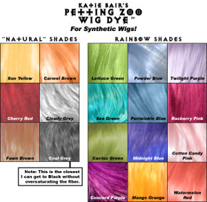 Wig Dye Colors - Shown on White Fiber